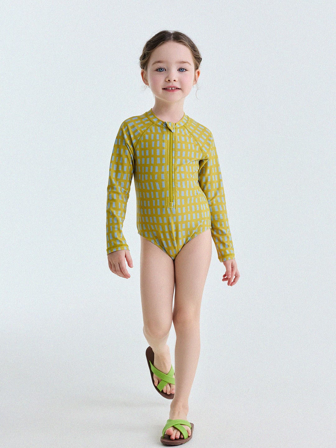 UPF50+ Sunscreen Long-Sleeved One-Piece Swimsuit ラッシュガード 長袖水着【mh0013191】 yunerma ベビー用水着