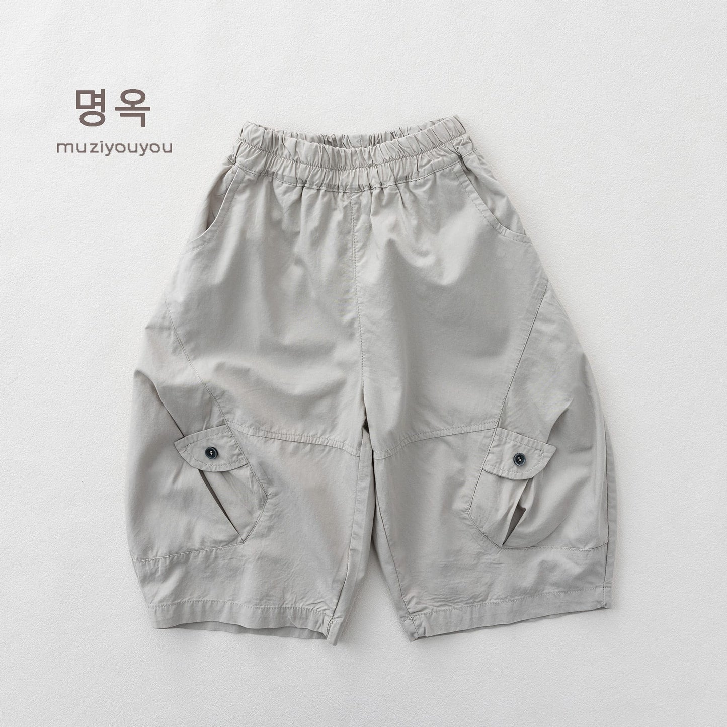 Utility Cargo Shorts バルーン ハーフパンツ【mh0013147】 Beige Gray / 80cm 명옥 muziyouyou ロングパンツ・スウェットパンツ