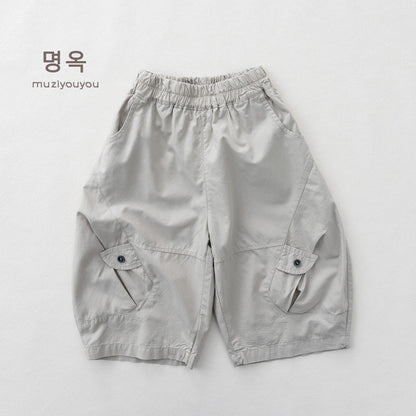 Utility Cargo Shorts バルーン ハーフパンツ【mh0013147】 Beige Gray / 80cm 명옥 muziyouyou ロングパンツ・スウェットパンツ