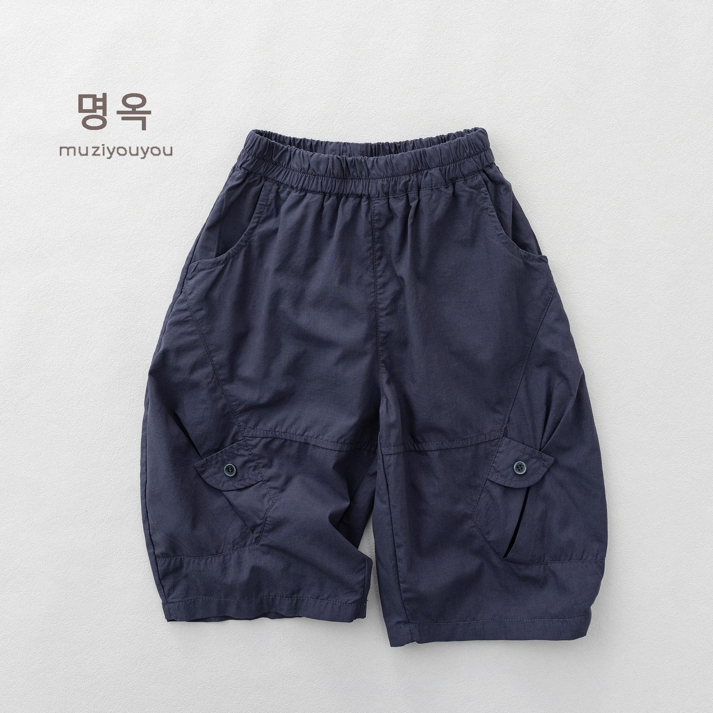 Utility Cargo Shorts バルーン ハーフパンツ【mh0013147】 Gray Blue / 80cm 명옥 muziyouyou ロングパンツ・スウェットパンツ