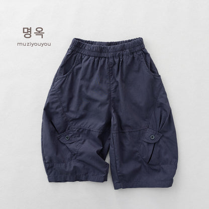 Utility Cargo Shorts バルーン ハーフパンツ【mh0013147】 Gray Blue / 80cm 명옥 muziyouyou ロングパンツ・スウェットパンツ