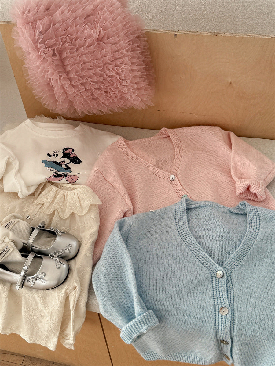 V-neck Shell Button Cardigan Vネック シェルボタン カーディガン【mh0012275】 Laibaobao