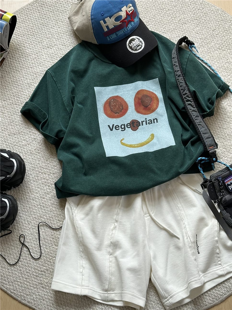 Vegetable Graphic Tee スマイルプリント 半袖Tシャツ【mh0012954】 snidols 半袖Tシャツ