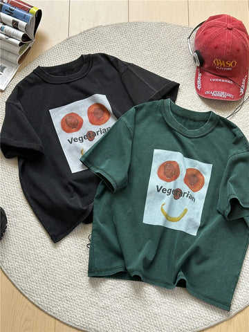 Vegetable Graphic Tee スマイルプリント 半袖Tシャツ【mh0012954】 snidols 半袖Tシャツ