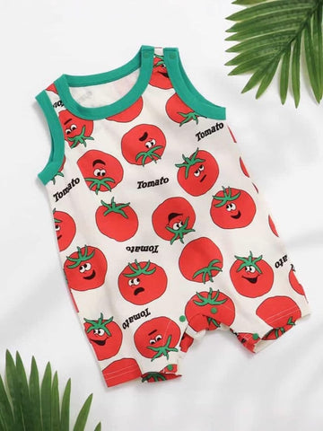 Vegetable Print Sleeveless Romper ベジタブル ノースリーブロンパース【mh0013361】 TOMMY'S GIFTS ノースリーブロンパース