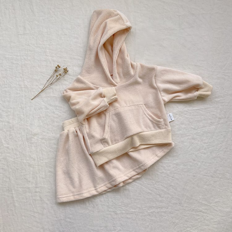 Velvet Hooded Top & Skirt Set ベルベット フーディトップス＆スカート セット【mh0012689】 BBAMMA 長袖セットアップ