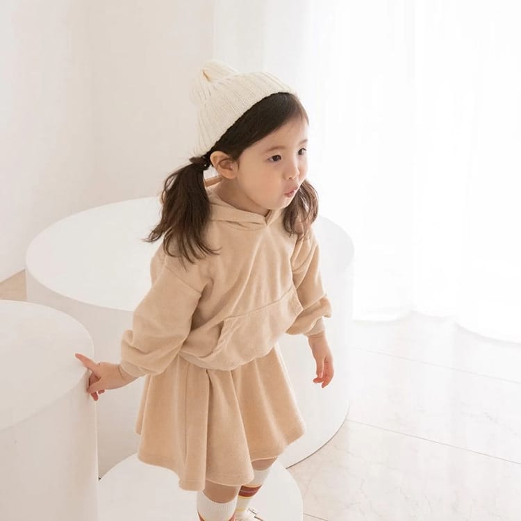 Velvet Hooded Top & Skirt Set ベルベット フーディトップス＆スカート セット【mh0012689】 BBAMMA 長袖セットアップ