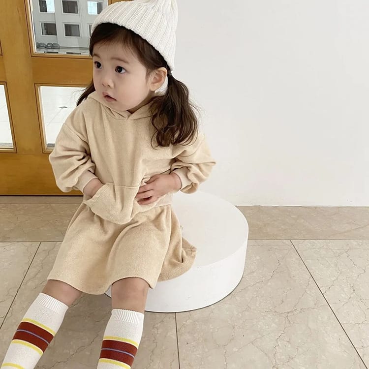 Velvet Hooded Top & Skirt Set ベルベット フーディトップス＆スカート セット【mh0012689】 BBAMMA 長袖セットアップ