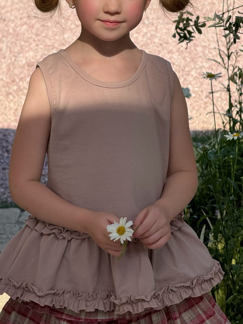 Versatile Sleeveless Knit T-Shirt Ruffled Skirt ラッフル ノースリーブTシャツ【mh0013268】 Chengle タンクトップ・キャミソール・ノースリーブトップス