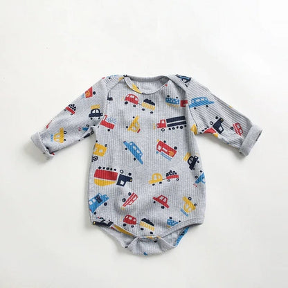 長袖ロンパース Gray / 66cm ベビー ポテト くるま プリント 長袖 ロンパース【mh0000468】