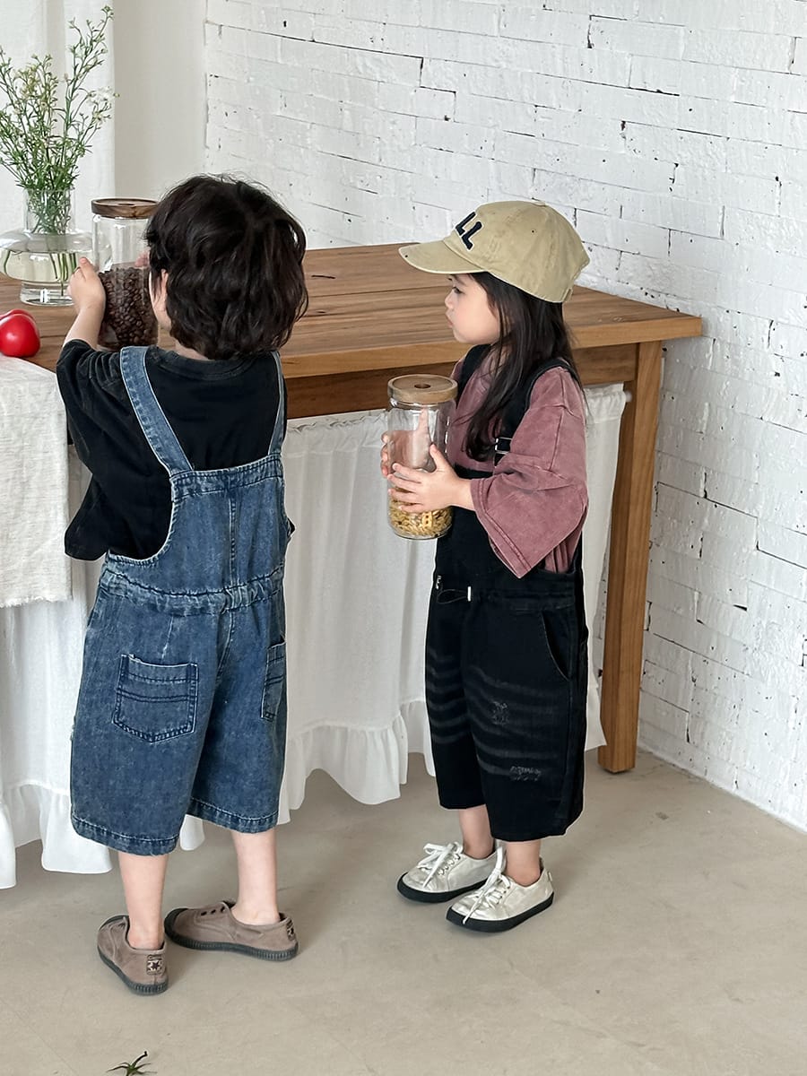 Vintage Casual Denim Overalls サロペット ハーフパンツ【mh0013468】 Jiaye Kids オーバーオール