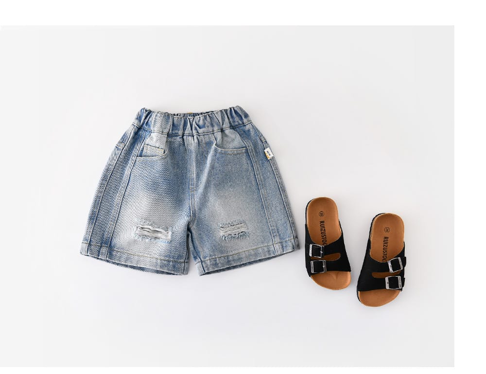 Vintage Distressed Denim Shorts ダメージ デニム ショートパンツ【mh0012853】 ABNN ハーフパンツ・ショートパンツ