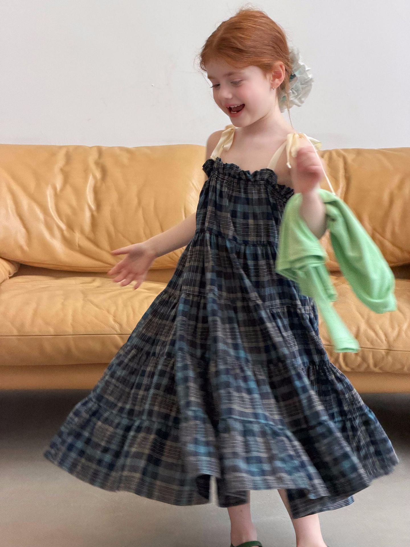 Vintage Plaid Tiered Dress チェック柄 キャミソールワンピース【mh0012888】 Jianzidan ノースリーブワンピース