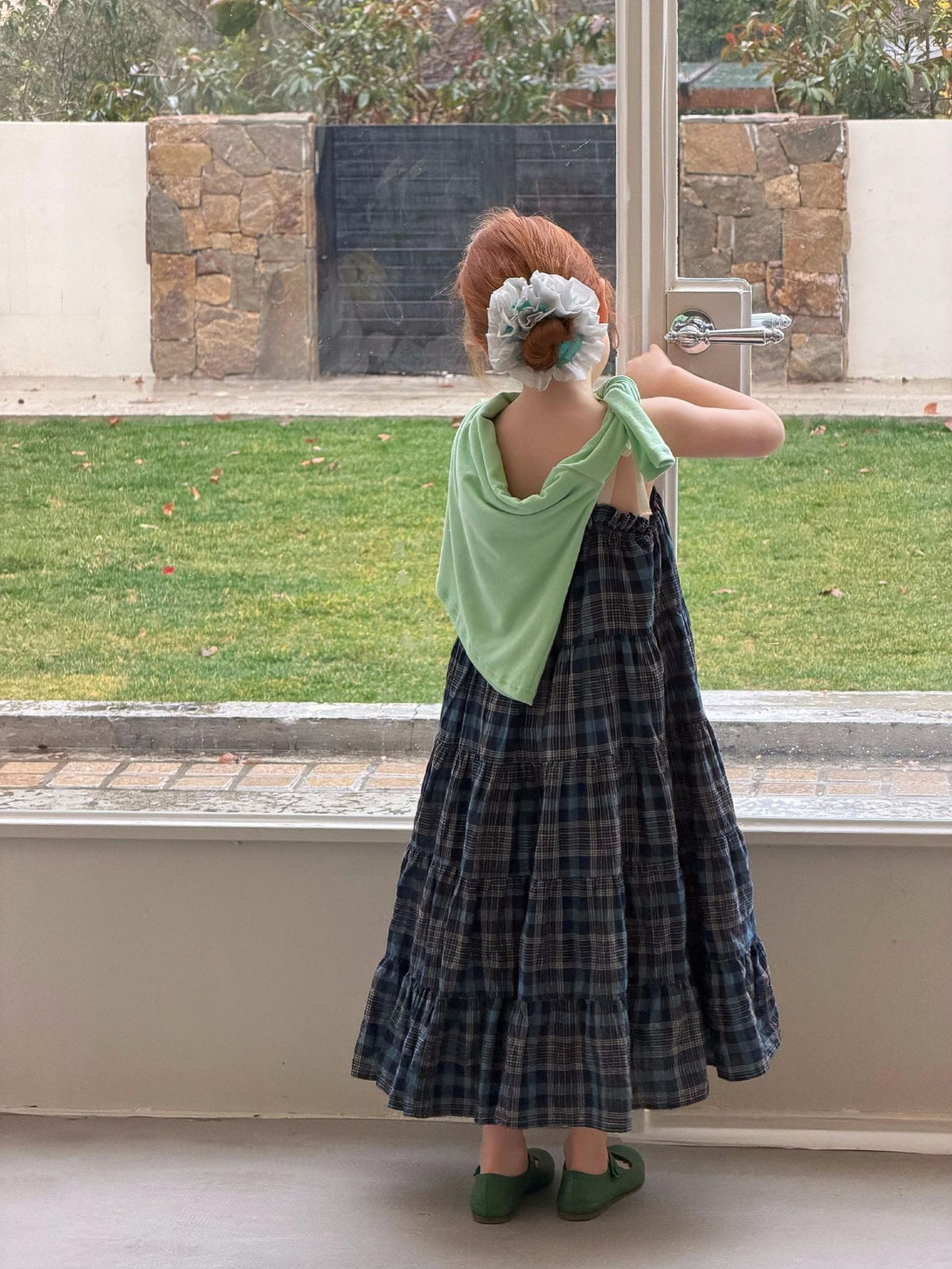 Vintage Plaid Tiered Dress チェック柄 キャミソールワンピース【mh0012888】 Jianzidan ノースリーブワンピース