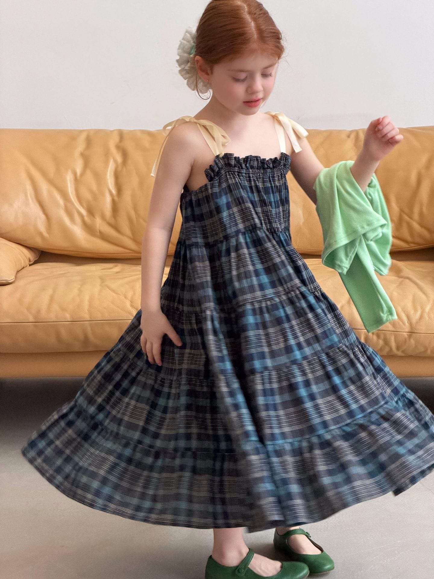Vintage Plaid Tiered Dress チェック柄 キャミソールワンピース【mh0012888】 Jianzidan ノースリーブワンピース