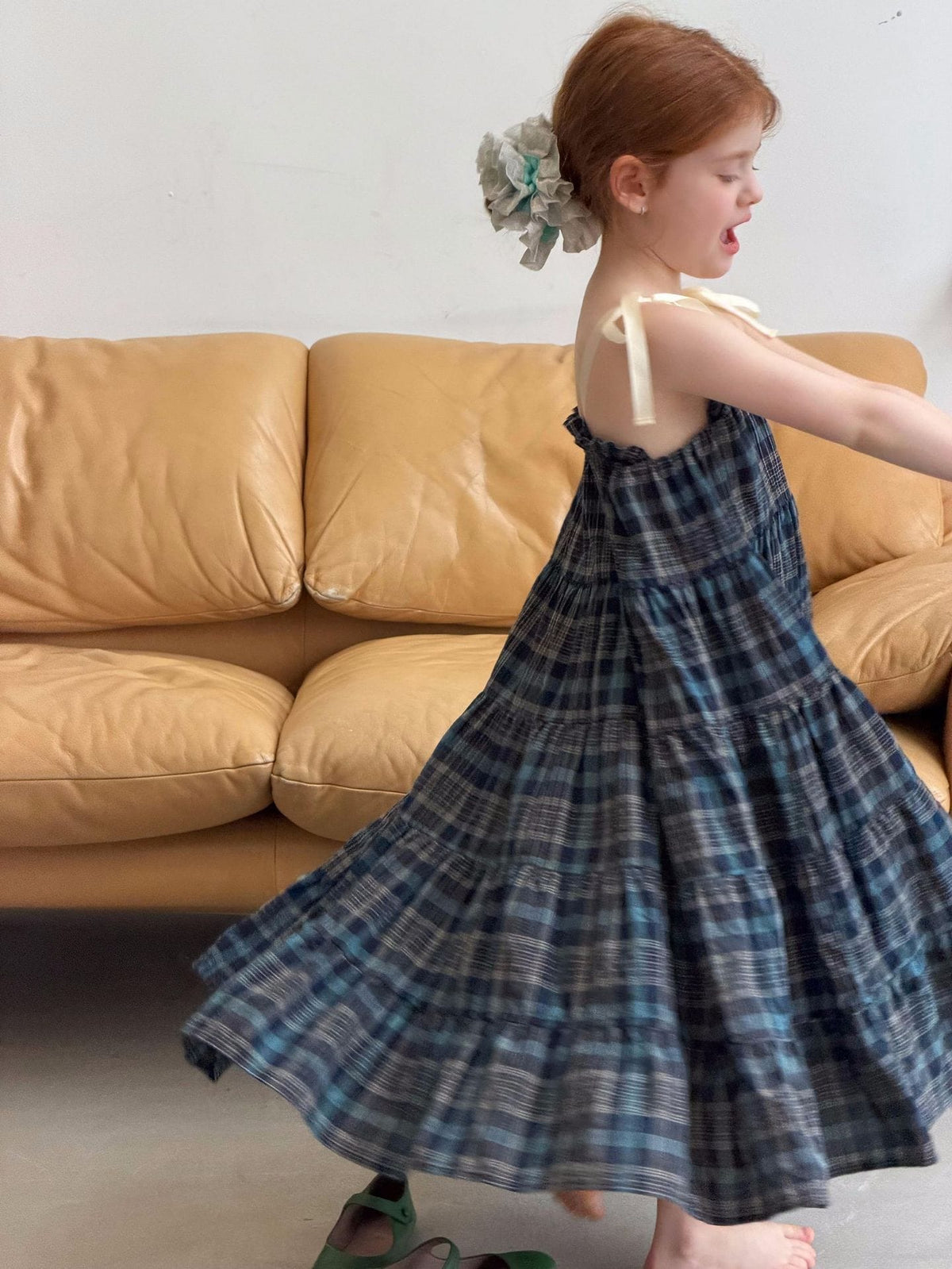 Vintage Plaid Tiered Dress チェック柄 キャミソールワンピース【mh0012888】 Jianzidan ノースリーブワンピース