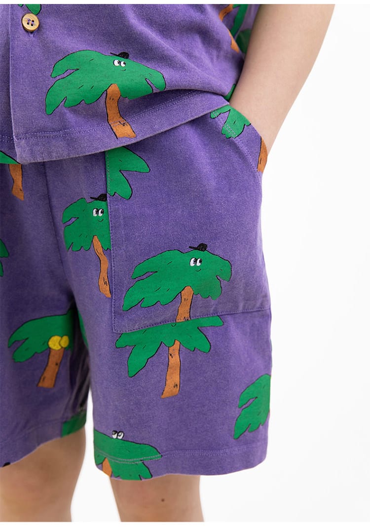 Vintage Printed Shirt Shorts レトロ 半袖シャツ ハーフパンツ【mh0013085】 RICE & SKY 半袖セットアップ