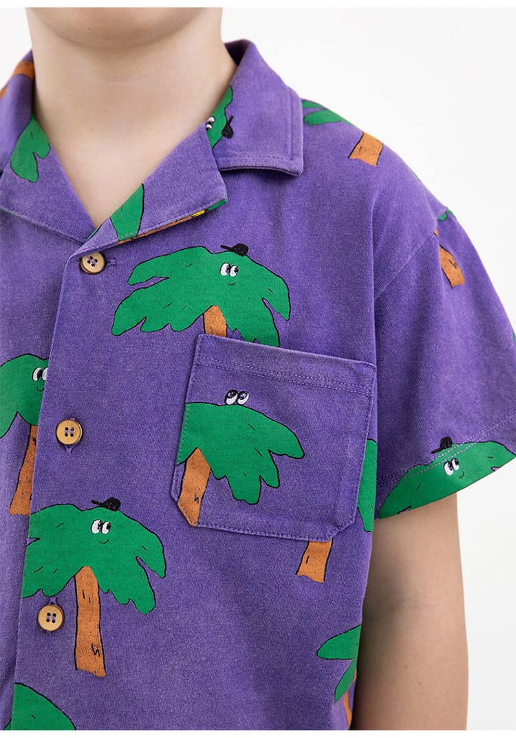 Vintage Printed Shirt Shorts レトロ 半袖シャツ ハーフパンツ【mh0013085】 RICE & SKY 半袖セットアップ