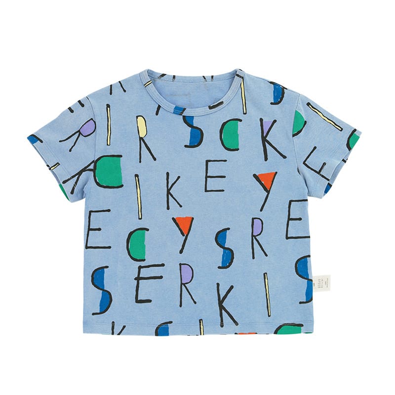 Vintage Printed Tee レトロ 半袖Tシャツ【mh0013086】 Gray Blue / 90cm RICE & SKY 半袖Tシャツ