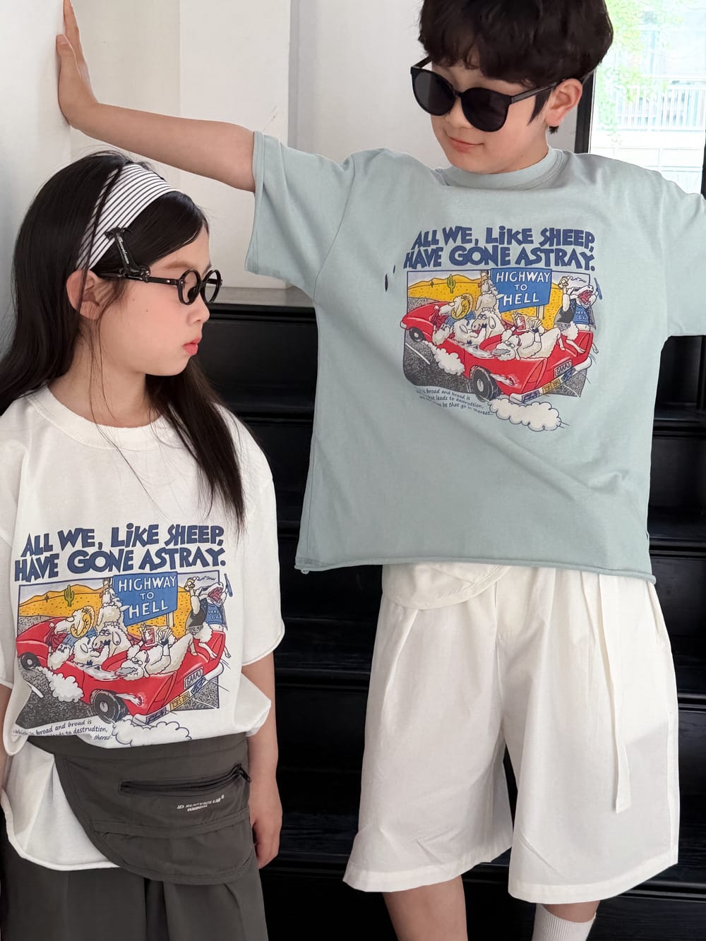 Vintage Sheep Graphic Oversized Top アメコミプリント 半袖Tシャツ【mh0013522】 KUMAI.KIDS 半袖Tシャツ
