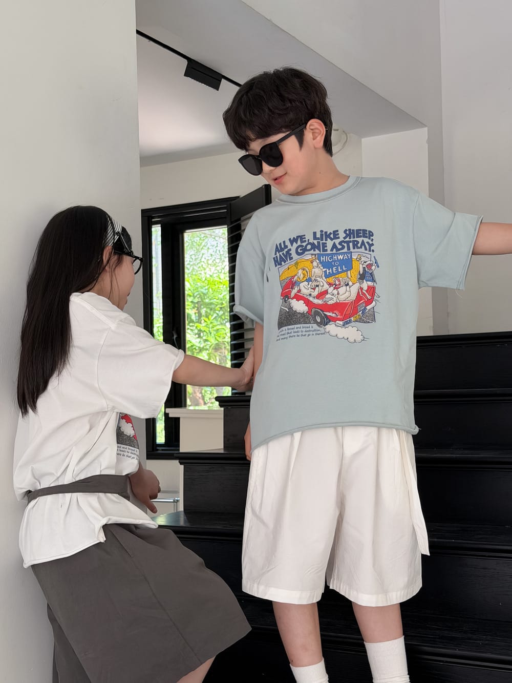 Vintage Sheep Graphic Oversized Top アメコミプリント 半袖Tシャツ【mh0013522】 KUMAI.KIDS 半袖Tシャツ