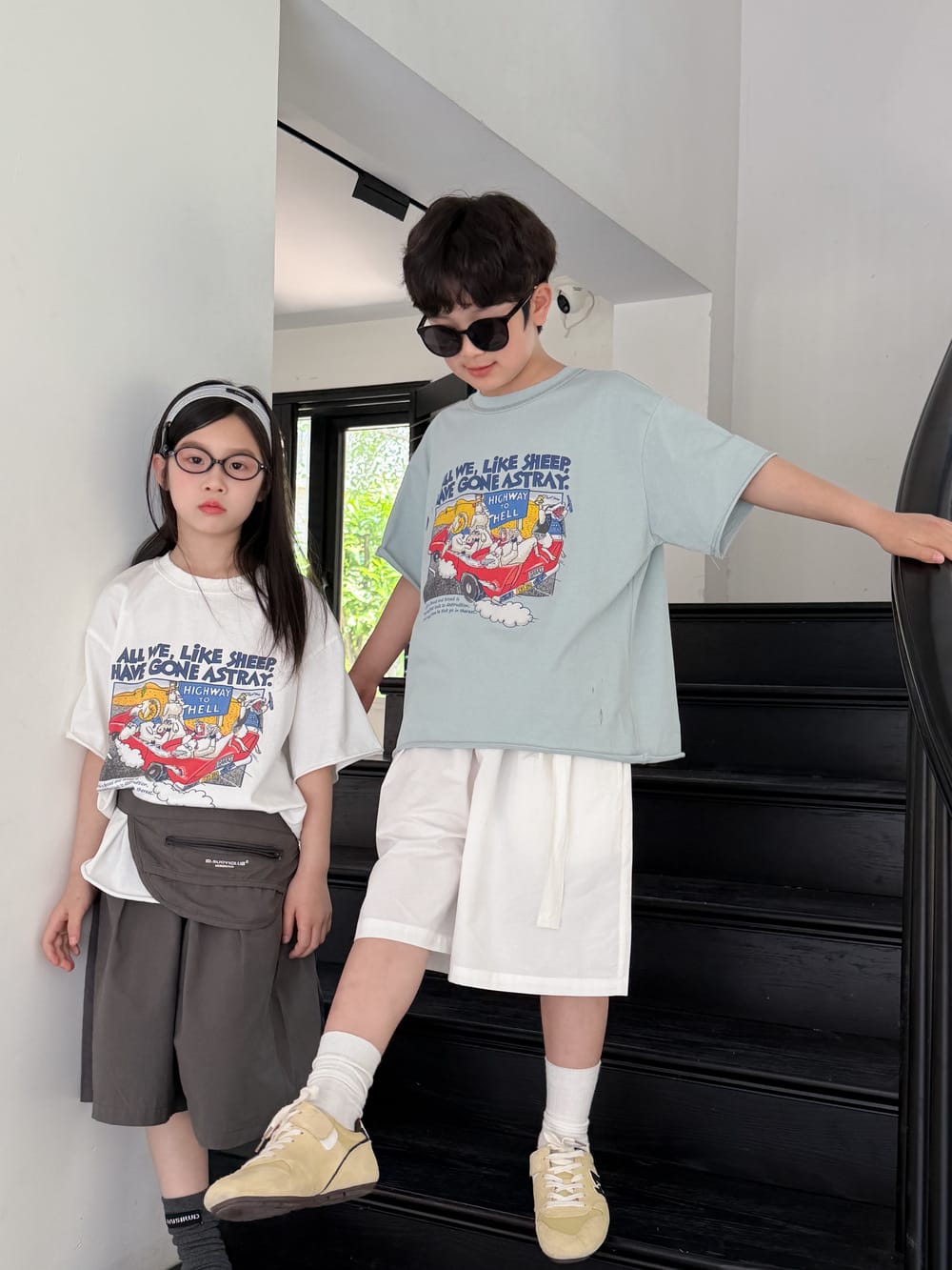 Vintage Sheep Graphic Oversized Top アメコミプリント 半袖Tシャツ【mh0013522】 KUMAI.KIDS 半袖Tシャツ