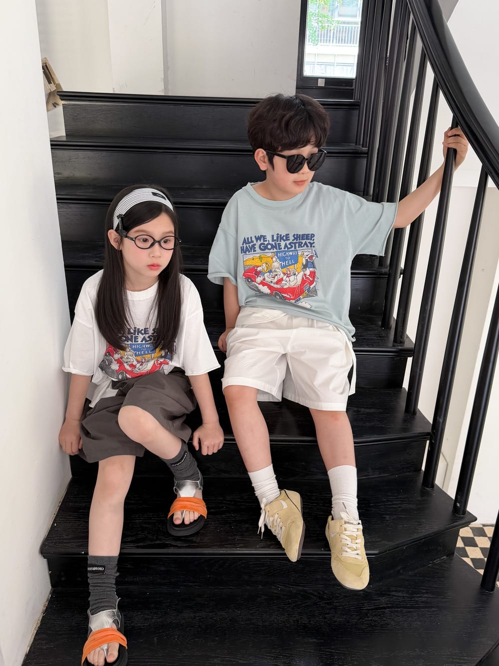 Vintage Sheep Graphic Oversized Top アメコミプリント 半袖Tシャツ【mh0013522】 KUMAI.KIDS 半袖Tシャツ