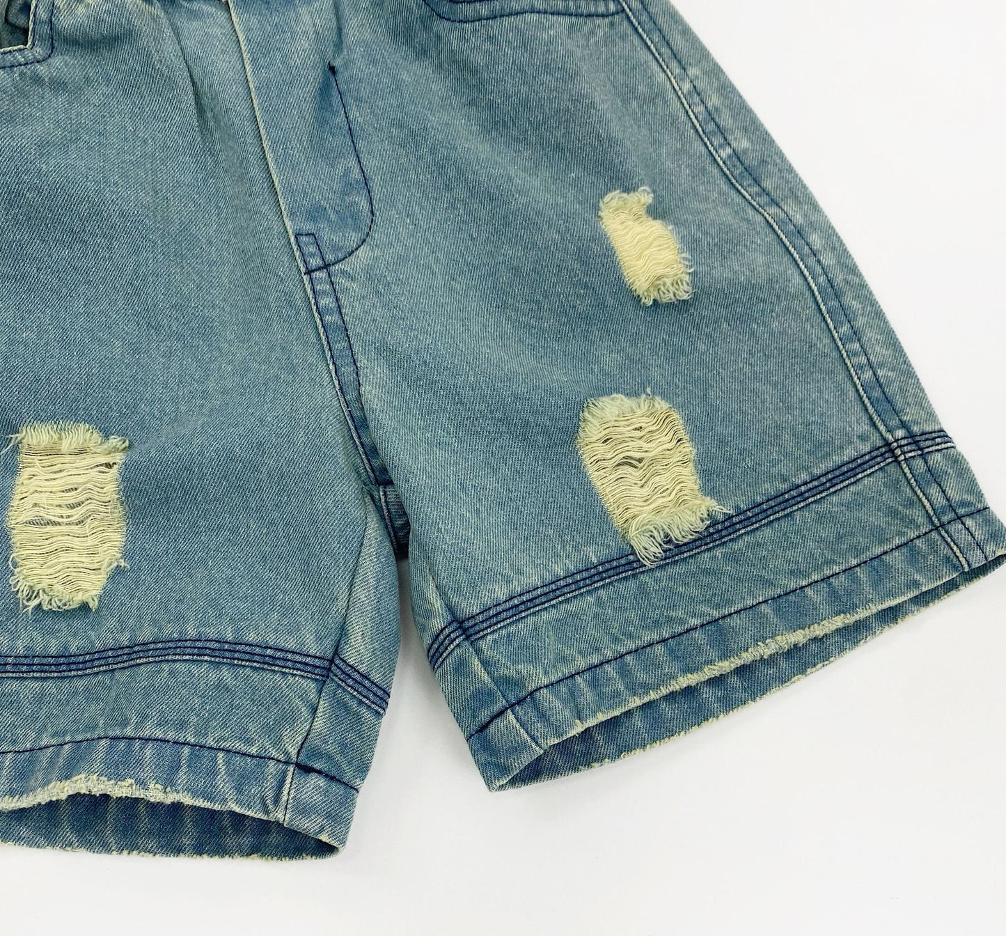 Vintage Wash Distressed Denim Shorts ダメージ デニムハーフパンツ【mh0013479】 Gikv king ハーフパンツ・ショートパンツ
