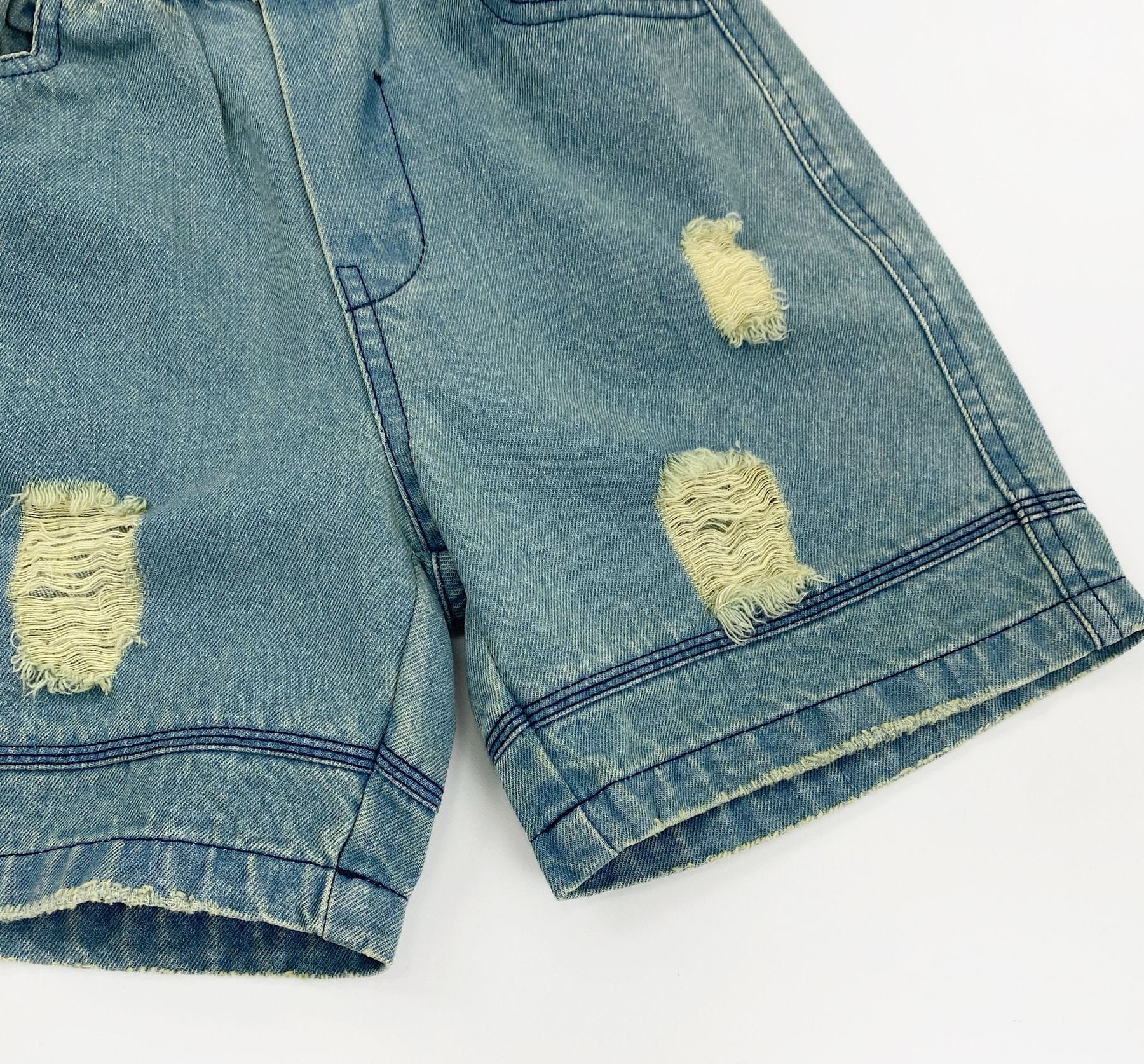 Vintage Wash Distressed Denim Shorts ダメージ デニムハーフパンツ【mh0013479】 Gikv king ハーフパンツ・ショートパンツ