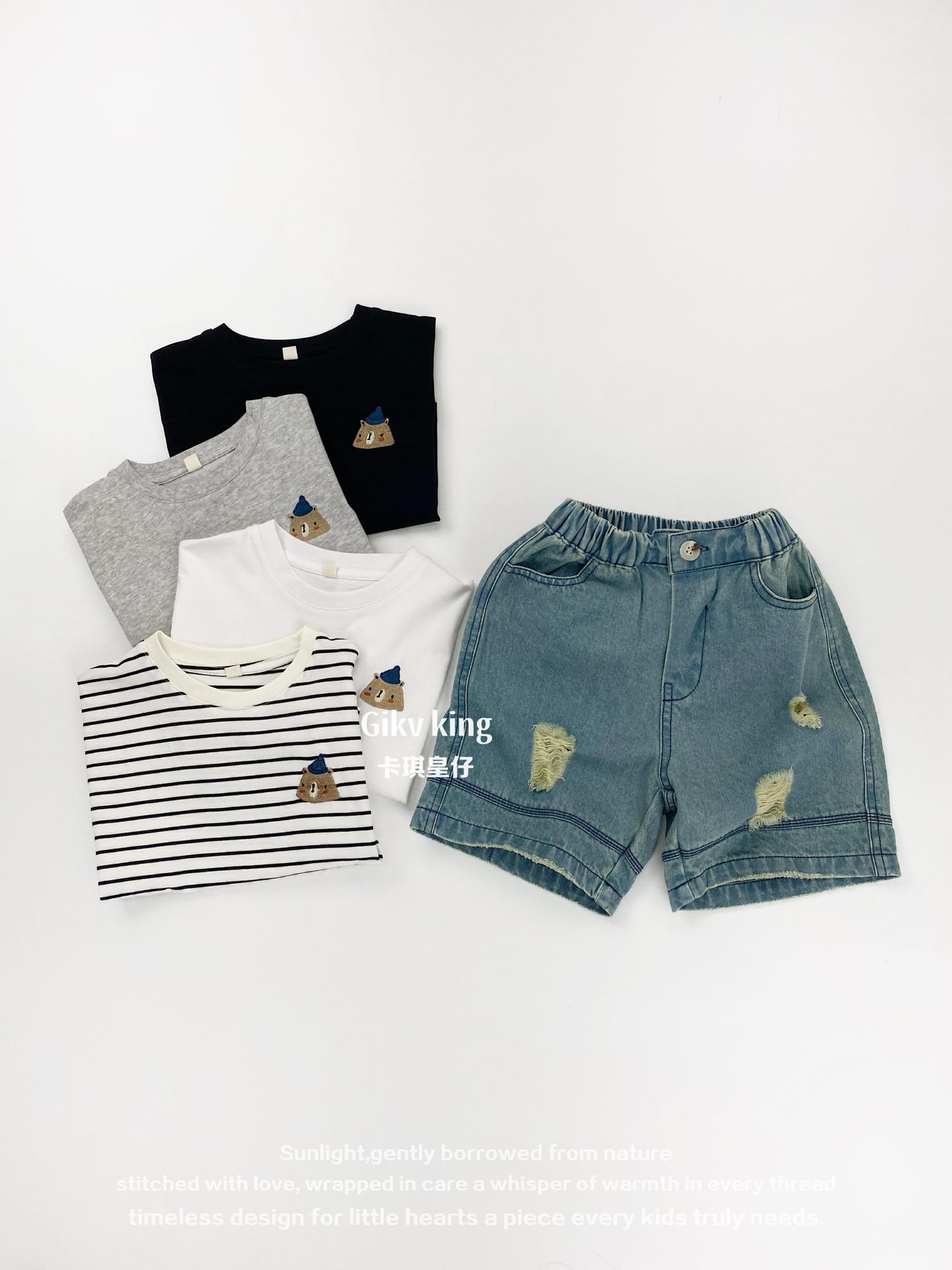 Vintage Wash Distressed Denim Shorts ダメージ デニムハーフパンツ【mh0013479】 Gikv king ハーフパンツ・ショートパンツ