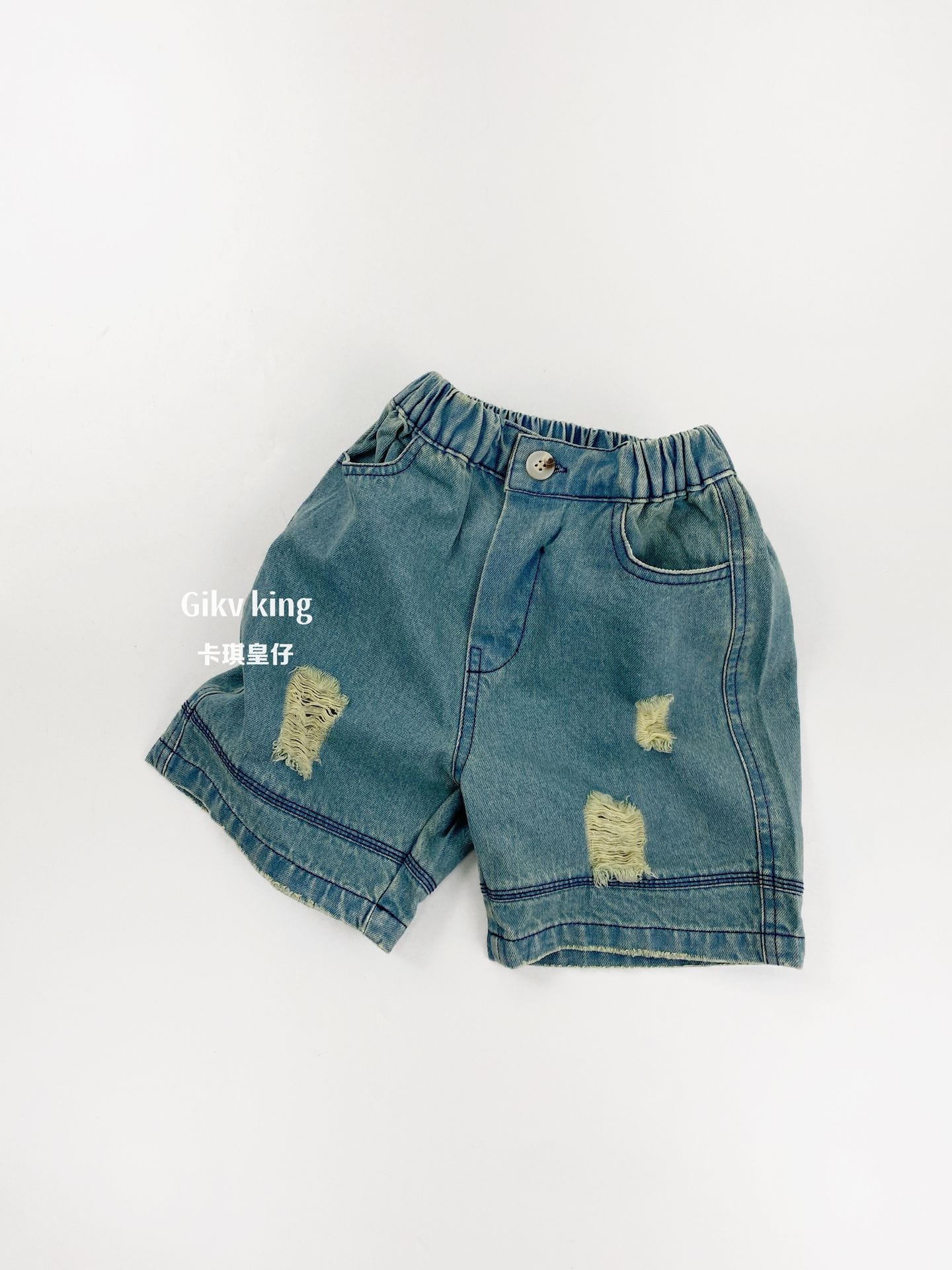 Vintage Wash Distressed Denim Shorts ダメージ デニムハーフパンツ【mh0013479】 Gikv king ハーフパンツ・ショートパンツ