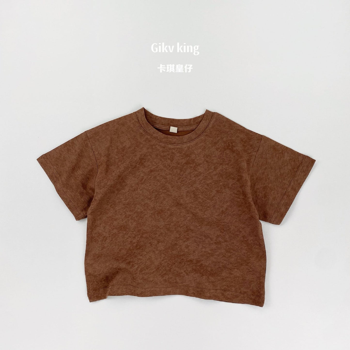 Vintage Wash Sand Texture Tee ムラ染め 半袖Tシャツ【mh0013486】 Coffee / 80cm Gikv king 半袖Tシャツ