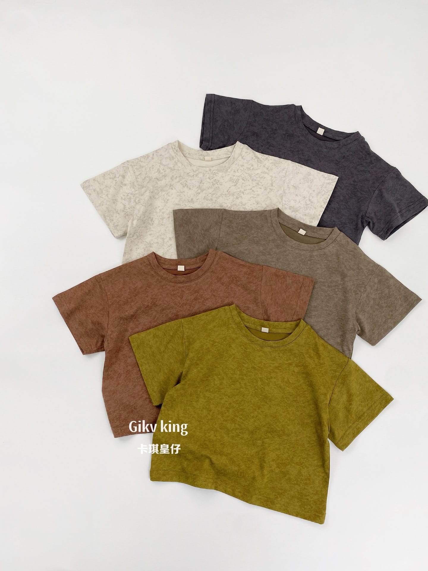 Vintage Wash Sand Texture Tee ムラ染め 半袖Tシャツ【mh0013486】 Gikv king 半袖Tシャツ