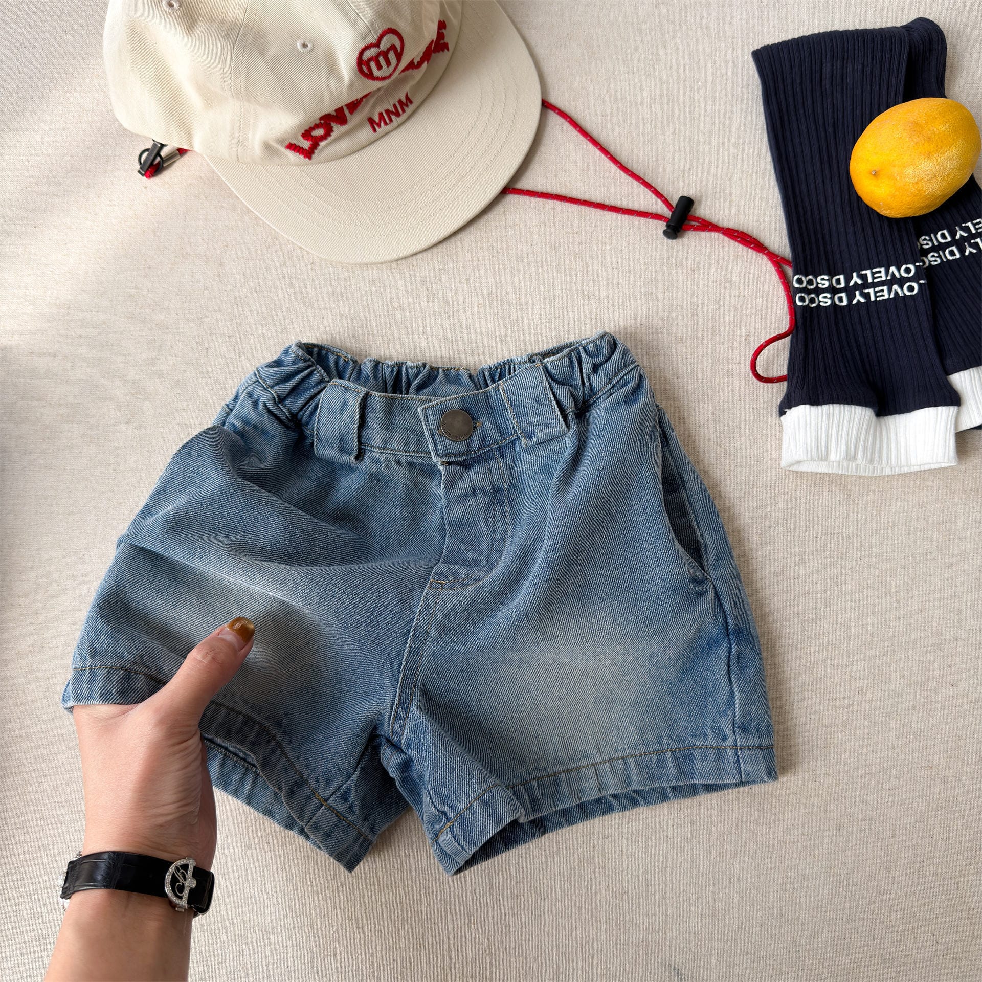 Vintage Washed Denim Shorts ベーシック デニムショートパンツ【mh0013225】 Blue / 80cm ADbaby ハーフパンツ・ショートパンツ