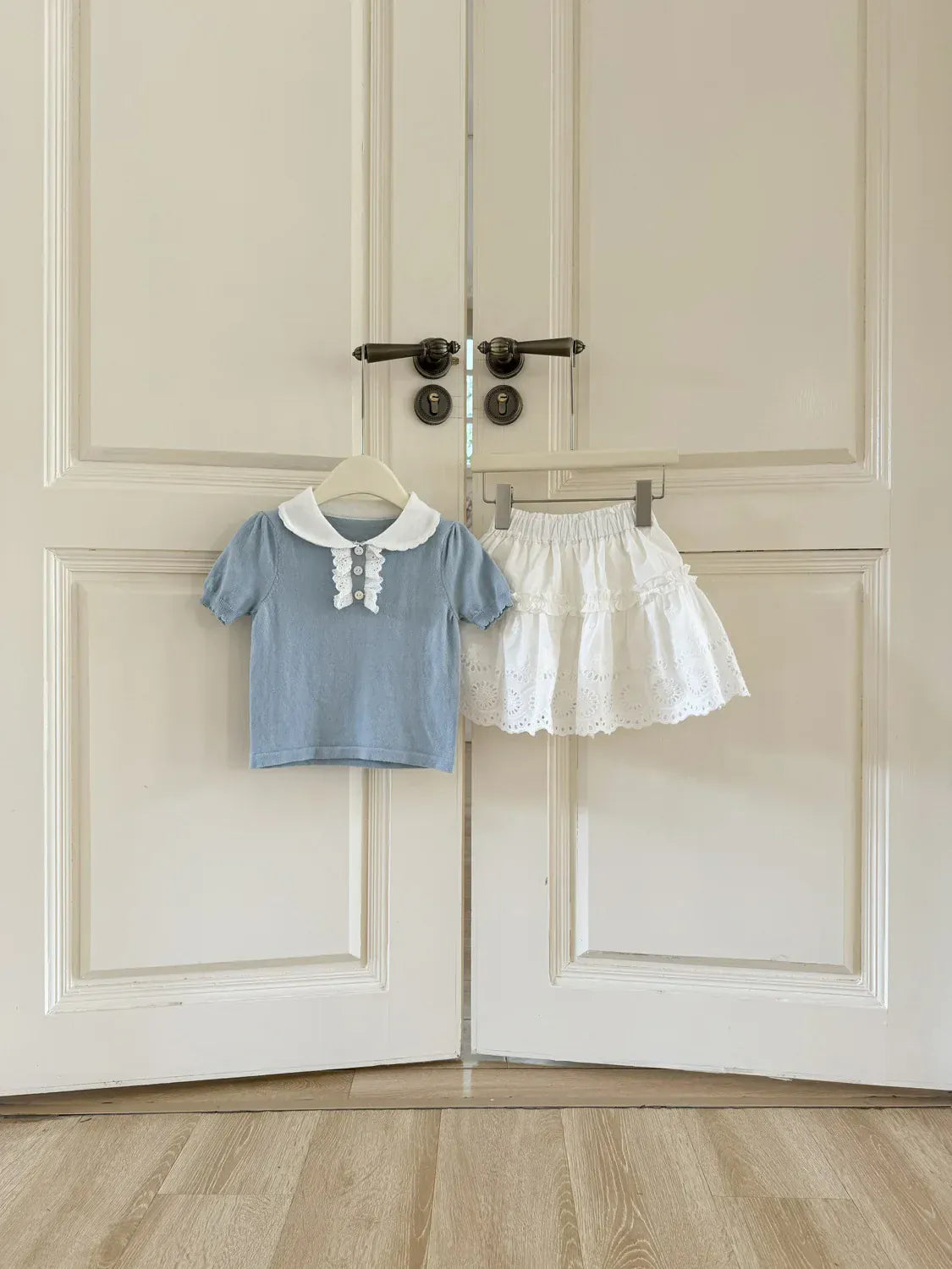 スカート キッズスカート スカラップレース刺繍フリルAラインスカート【mh0008931】