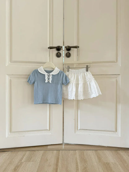 スカート キッズスカート スカラップレース刺繍フリルAラインスカート【mh0008931】