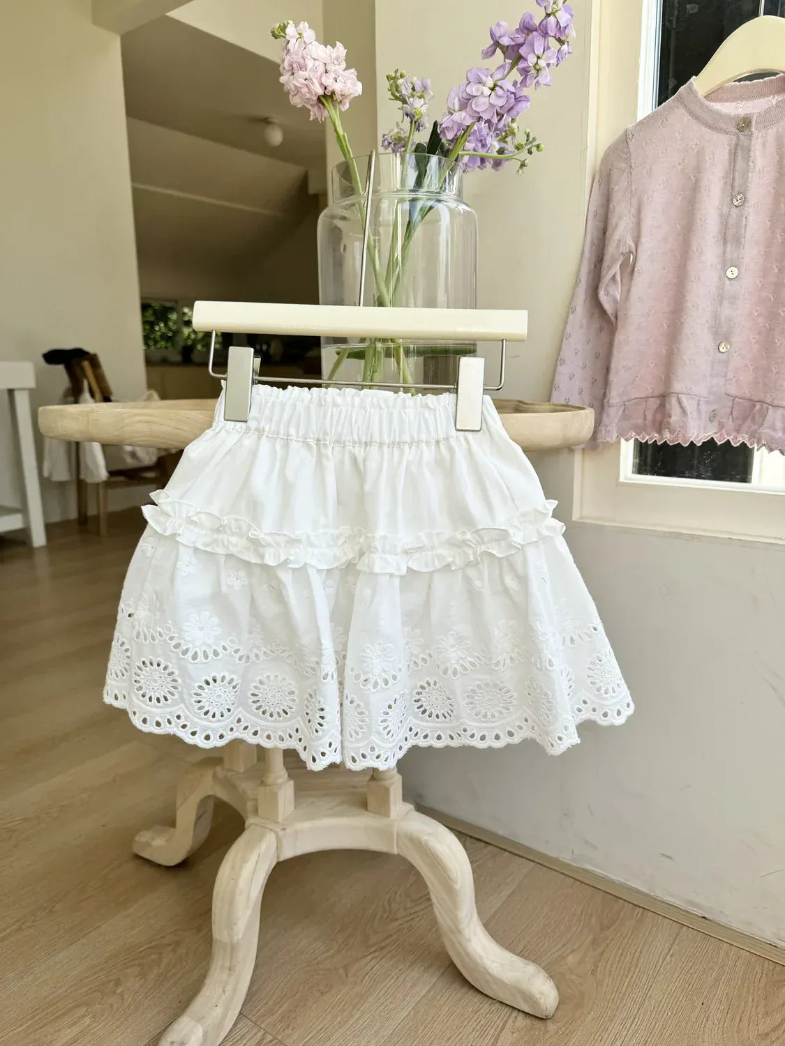 スカート キッズスカート スカラップレース刺繍フリルAラインスカート【mh0008931】