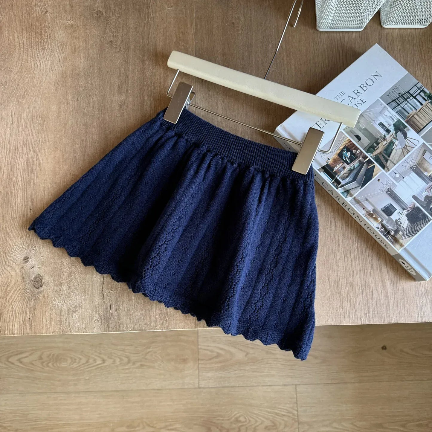 スカート Blue / 2T- 90 キッズスカート レースニットAラインスカート【mh-0008932】