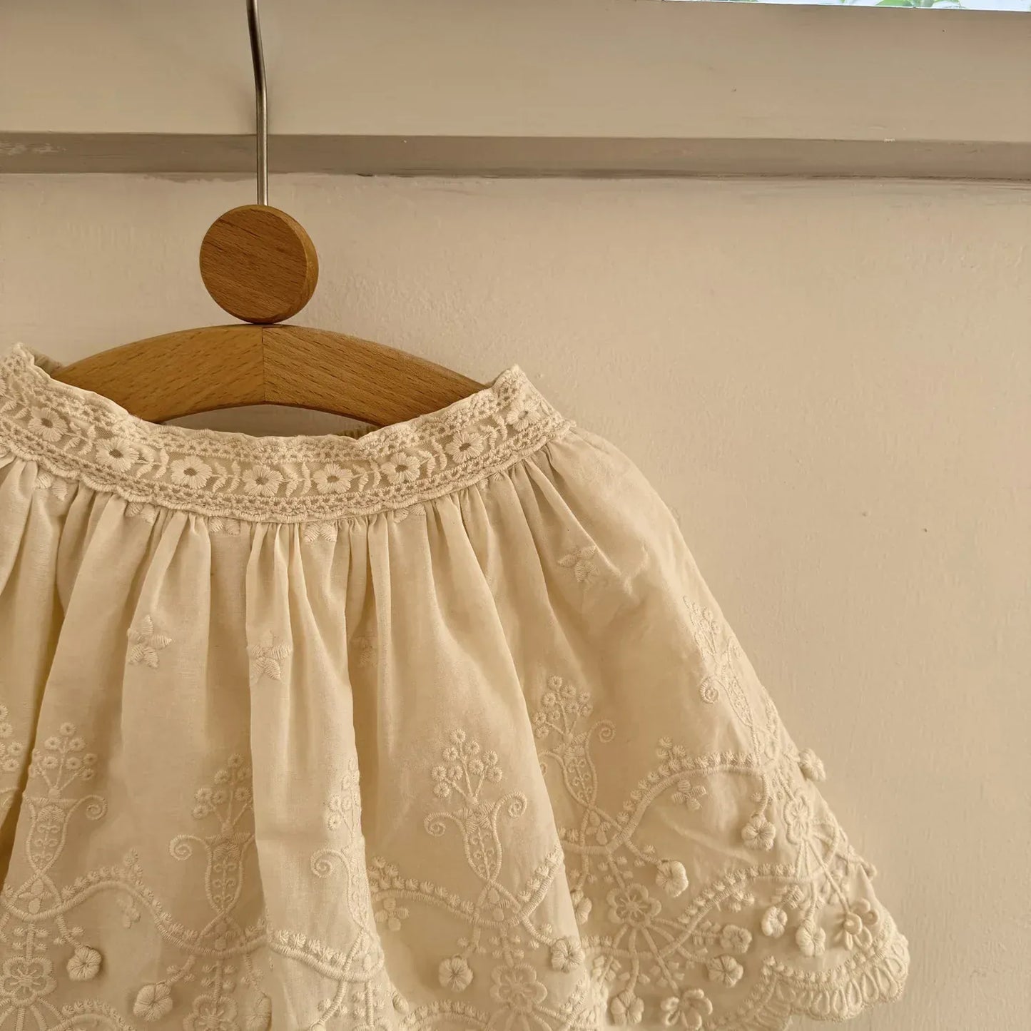 スカート キッズスカート フラワープリント/刺繍スカラップレーススカート【mh-0008933】