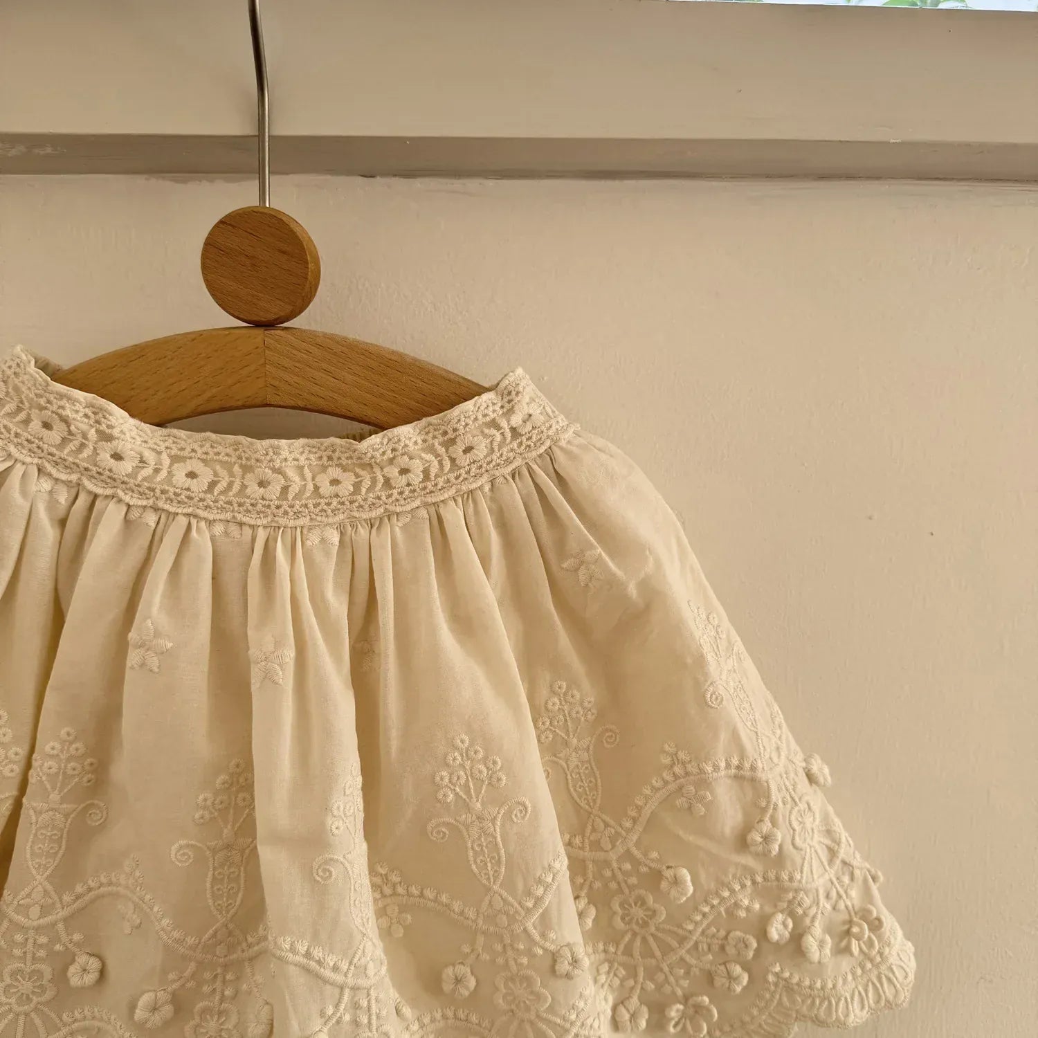 スカート キッズスカート フラワープリント/刺繍スカラップレーススカート【mh-0008933】