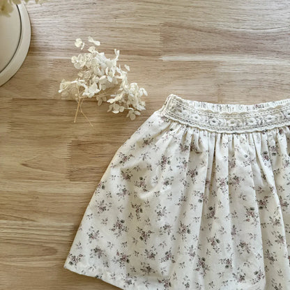 スカート キッズスカート フラワープリント/刺繍スカラップレーススカート【mh-0008933】