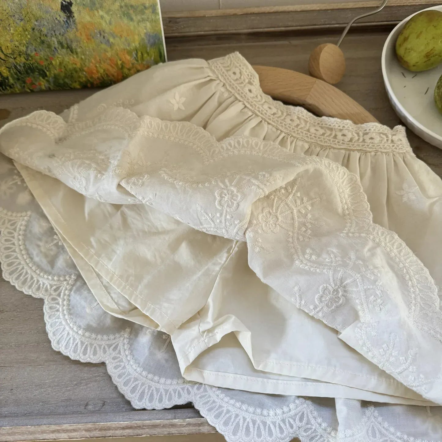 スカート キッズスカート フラワープリント/刺繍スカラップレーススカート【mh-0008933】