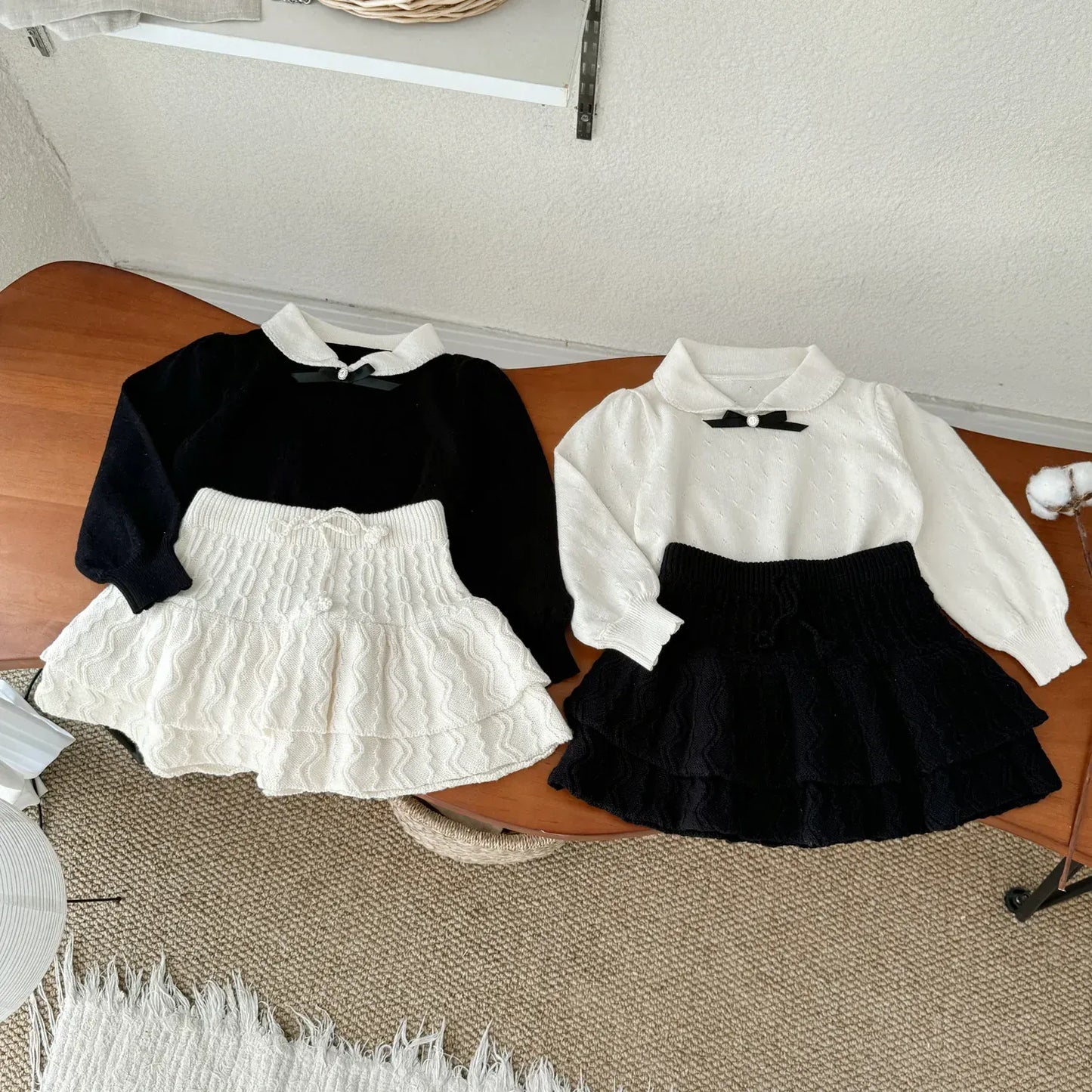 スカート キッズスカート ダブルレイヤーニットミニケーキスカート【mh0007669】