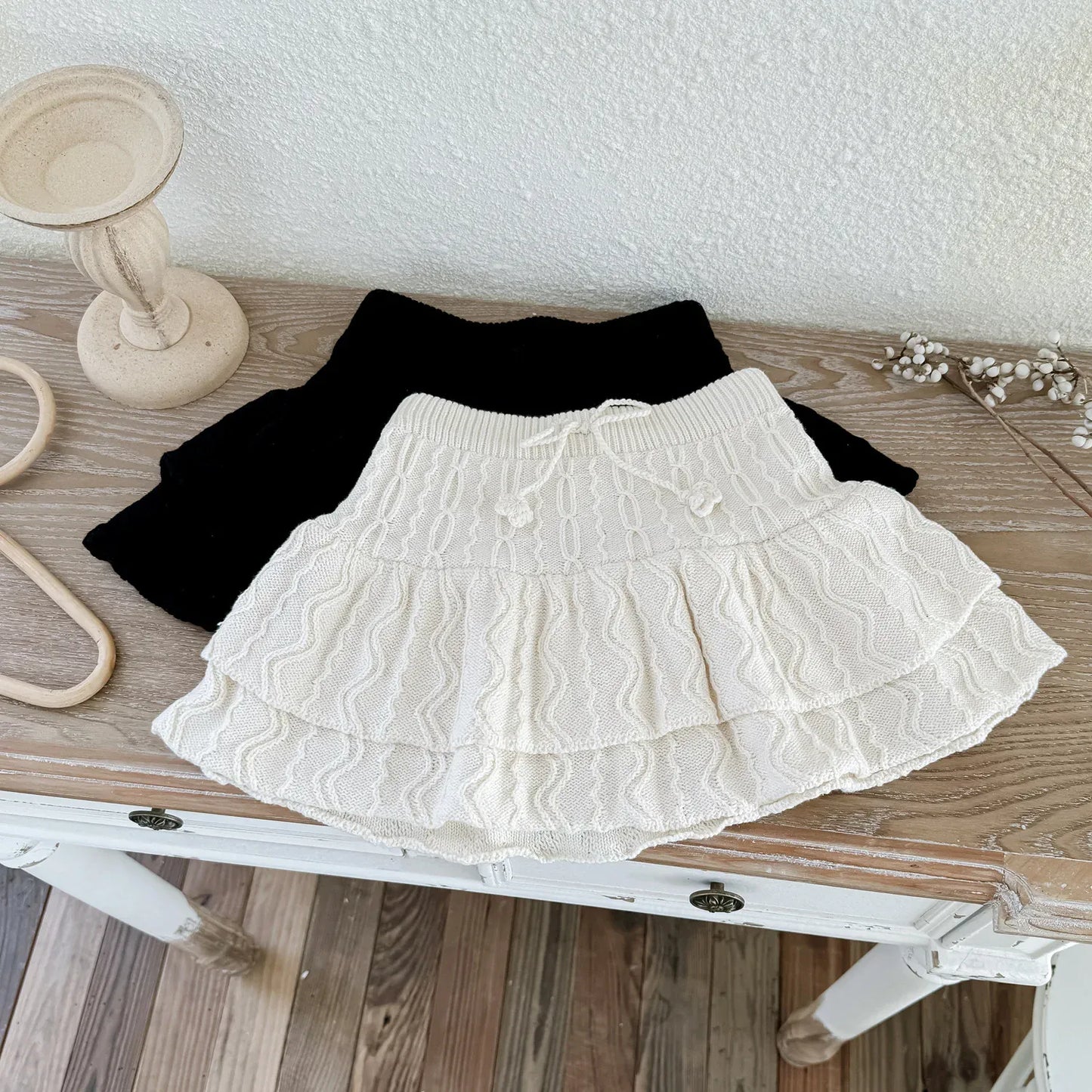 スカート キッズスカート ダブルレイヤーニットミニケーキスカート【mh0007669】