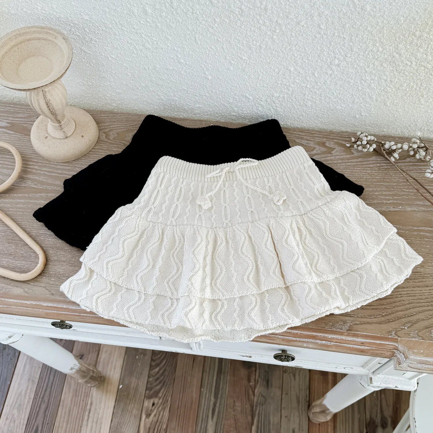 スカート キッズスカート ダブルレイヤーニットミニケーキスカート【mh0007669】