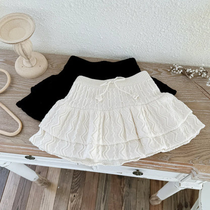 スカート キッズスカート ダブルレイヤーニットミニケーキスカート【mh0007669】