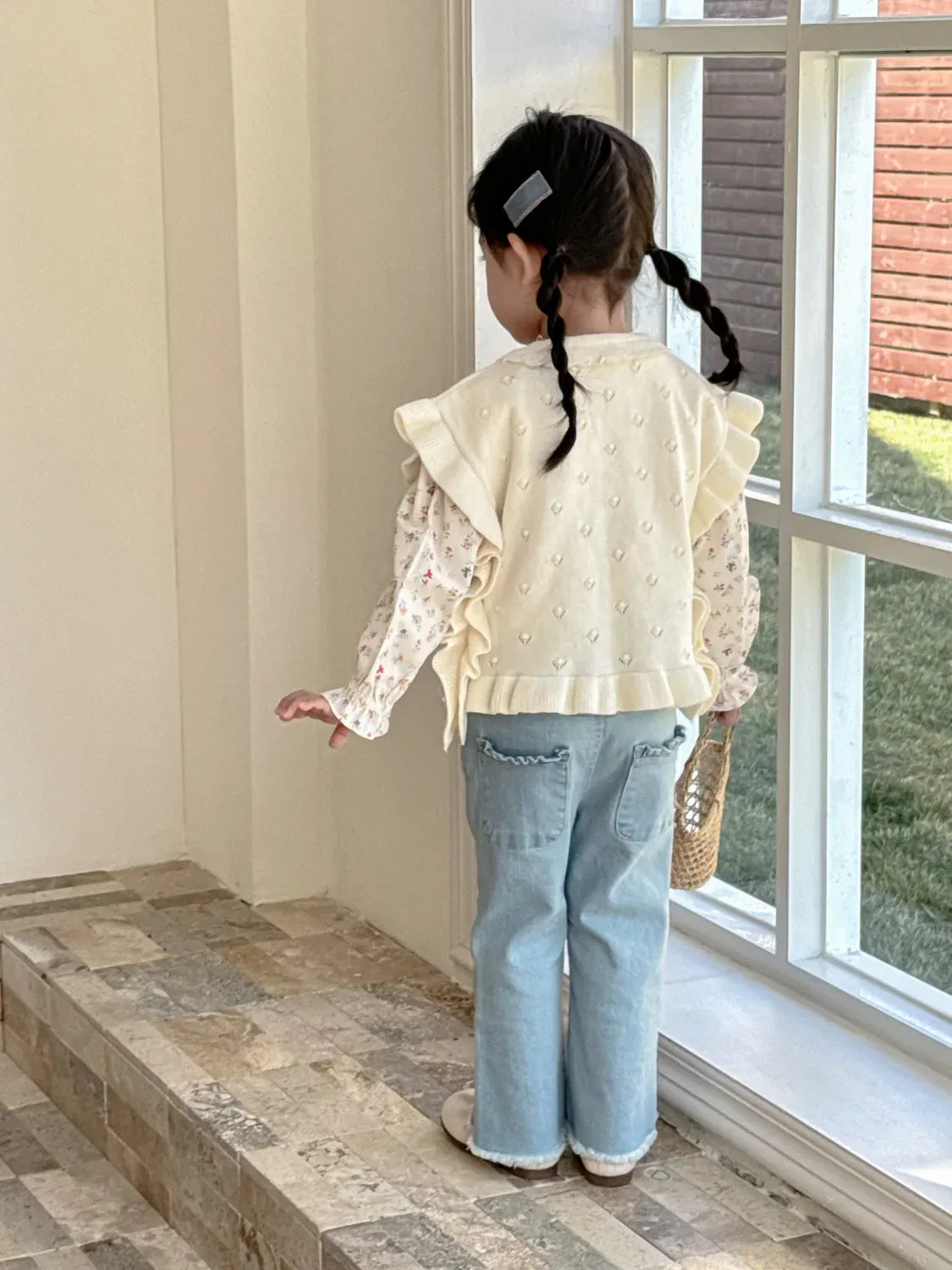 ベスト キッベスト フリルリボンニットショールビブベスト【mh0008930】