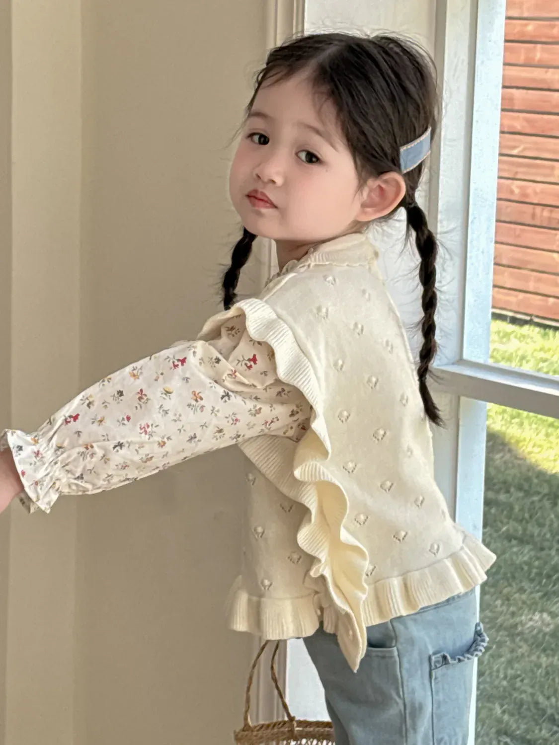 ベスト キッベスト フリルリボンニットショールビブベスト【mh0008930】