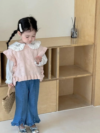 ベスト キッベスト フリルリボンニットショールビブベスト【mh0008930】