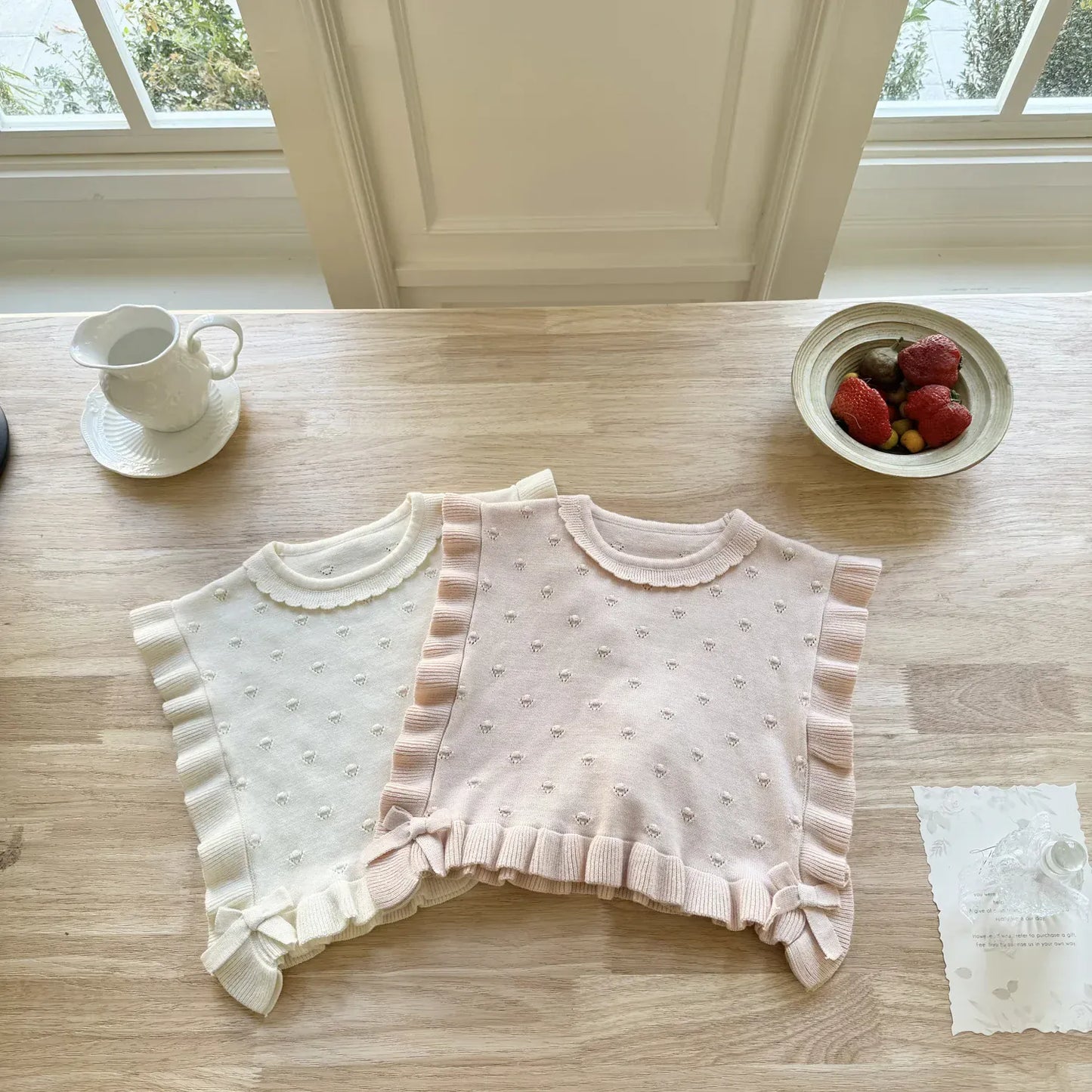 ベスト キッベスト フリルリボンニットショールビブベスト【mh0008930】